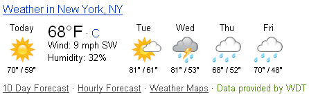 Bing [weather in New York]